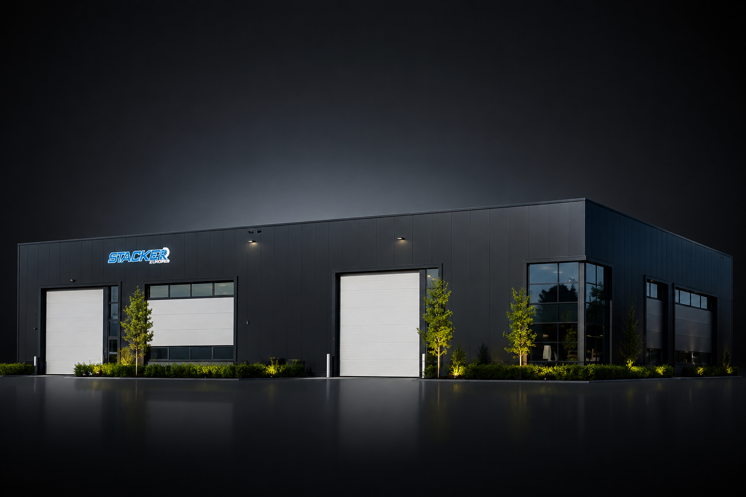 Stacker2 Europe headquarters in Sittard, the Netherlands, at dusk