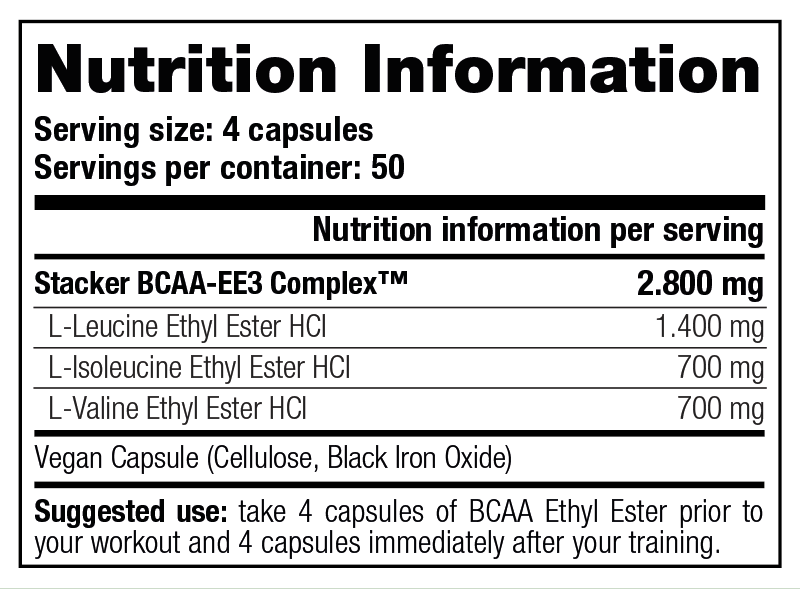 BCAA Ethyl Ester — Nutrition Information