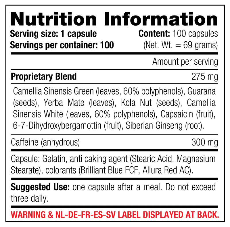 Stacker 3 XPLC — Nutrition Information
